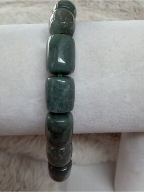 Beaded Jade Bracelet - Blue Water Jade Beaded Bracelet-Various size 8,8,5 inches